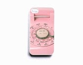 Pink iPhone 4 case, for her, Valentines, girly iPhone case, rotary phone, dial, retro, cool iPhone case - Raceytay
