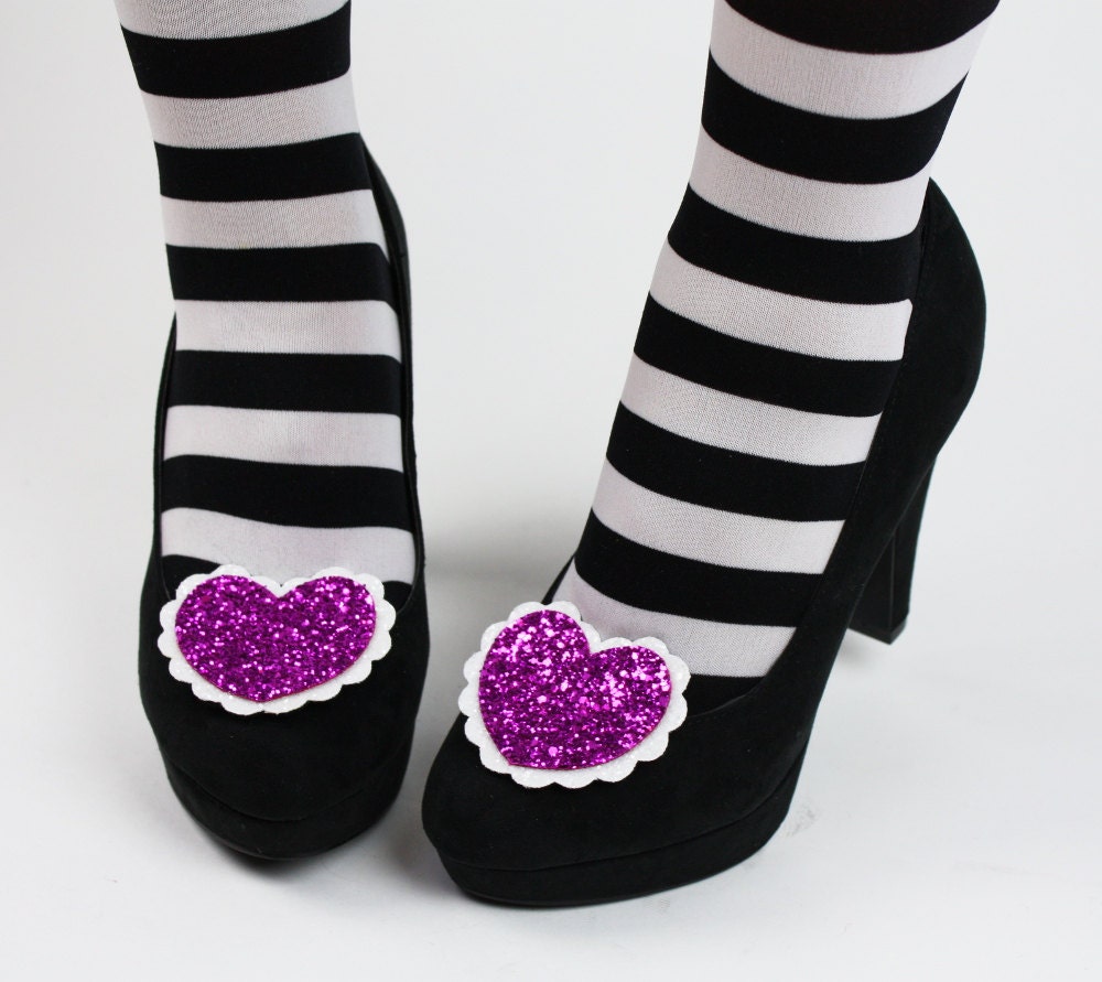 Glitter Heart Shoe Clips