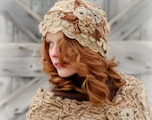 Lichen and Lace Cloche Hat and Shrug Earthy Woodland Fairy