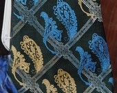 Hand made reversible ascot - blue and green paisley