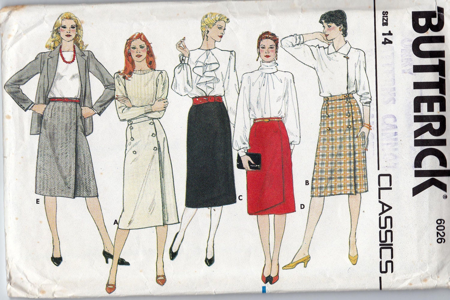 80s Vintage Sewing Pattern Skirts  Butterick 6026 Size 14 waist 28