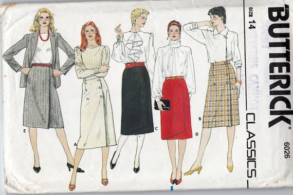 80s Vintage Sewing Pattern Skirts  Butterick 6026 Size 14 waist 28