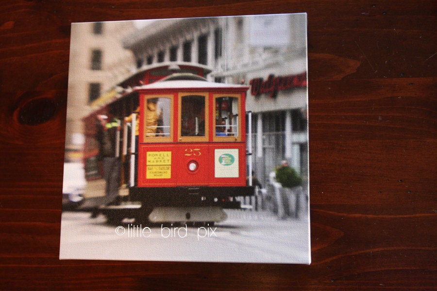 Historic San Francisco Cable Car - 10 x 10 Canvas Gallery Wrap Fine Art Photography