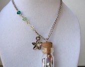 Glass Bottle Necklace Flower Charm