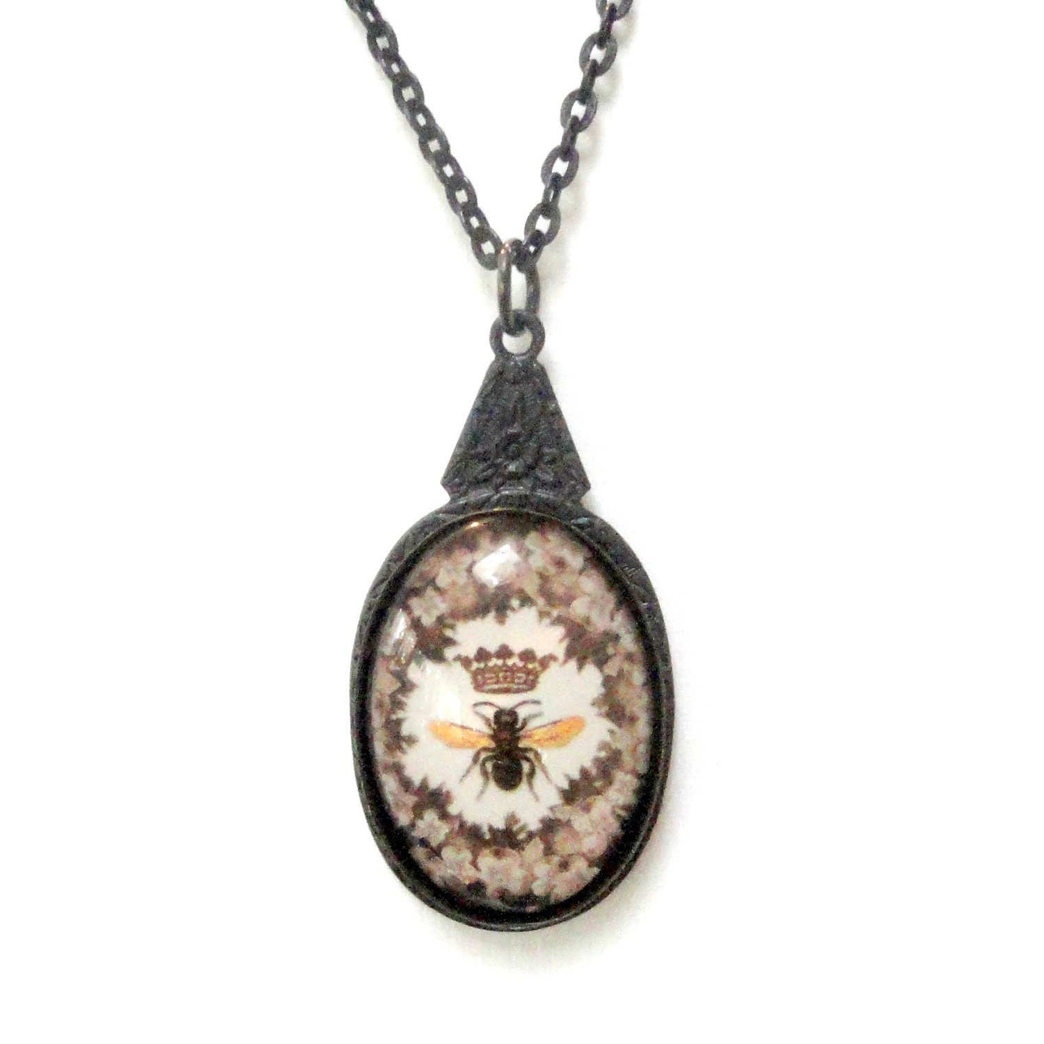 Bee Necklace Gothic Necklace Dark Metal Bumble Bee Honey Bee Bug Jewelry