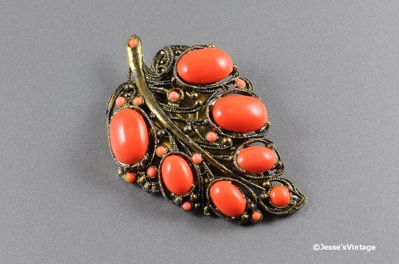 Art Deco Dress Clip New England Glass Works Coral