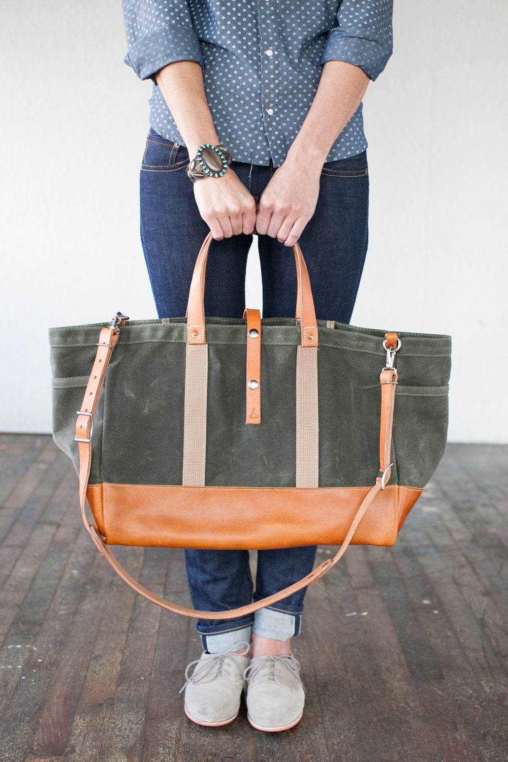 No. 175 Leather Bottom Tote - ArtifactBags