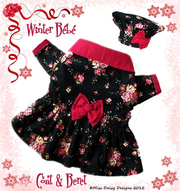 Dog Clothes Pattern To Sew Girls Coat & Beret PDF Pattern