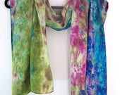 Scarf Hand-dyed 100% Silk Satin  Explosion of Colors