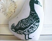Plush Duck Pillow. Hand woodblock printed. Customizable colors. Made to Order.