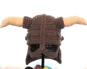 Skyrim Iron Dovahkiin Helmet with Horns in Crochet Fandom Oblivion Dragon Hat
