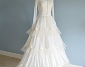 Vintage 1950s Wedding Gown...Whimsical Pale Ivory EMMA DOMB Lace and Tulle Wedding Dress
