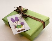 Gift Wrapping - Kraft Paper, Raffia Ribbon, Bunny Rabbit Gift Tag