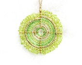 Charm Pendant Necklace, Green Maasai (African) Beaded (Large)