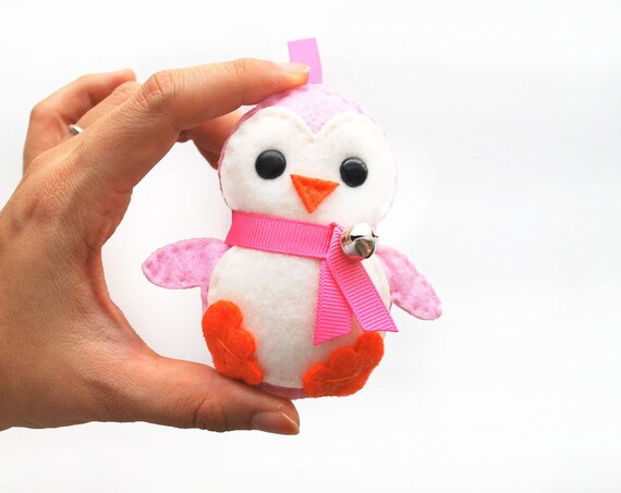 Baby Pink Penguin plush, Eco-friendly Felt Ornament A401 Il_570xn