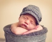 Baby Boy Hat Newborn, 0-3, 3-6, 6-12 month Infant Newsboy Gray Great Photo Prop