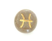 Pisces, Cancer, Scorpio, Leo, Aries or Sagittarius  Zodiac Totem in Brown and Gold