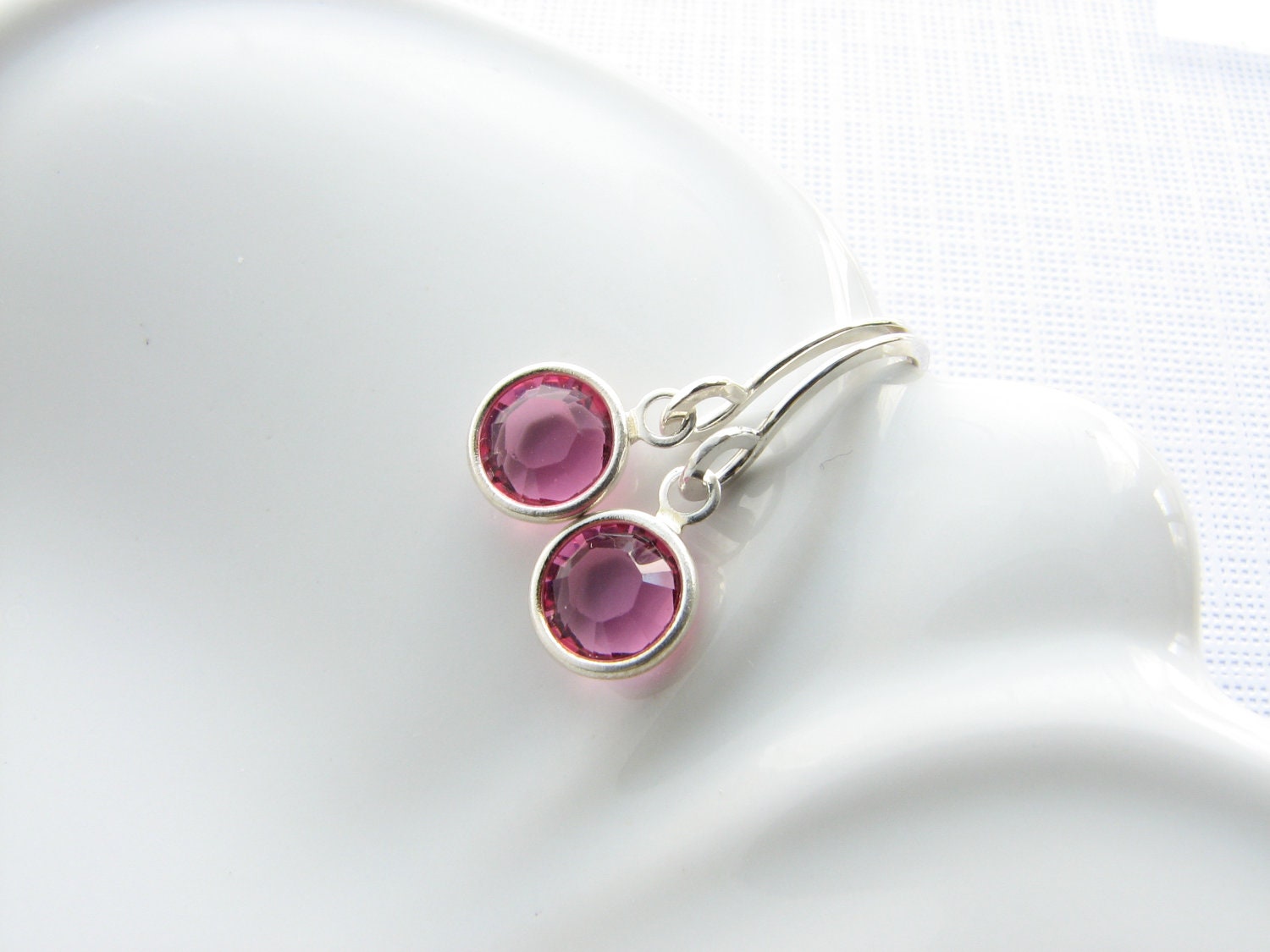 February March birthstone earrings simple dangle earrings Swarovksi crystal birthday gift for women bridesmaids gift