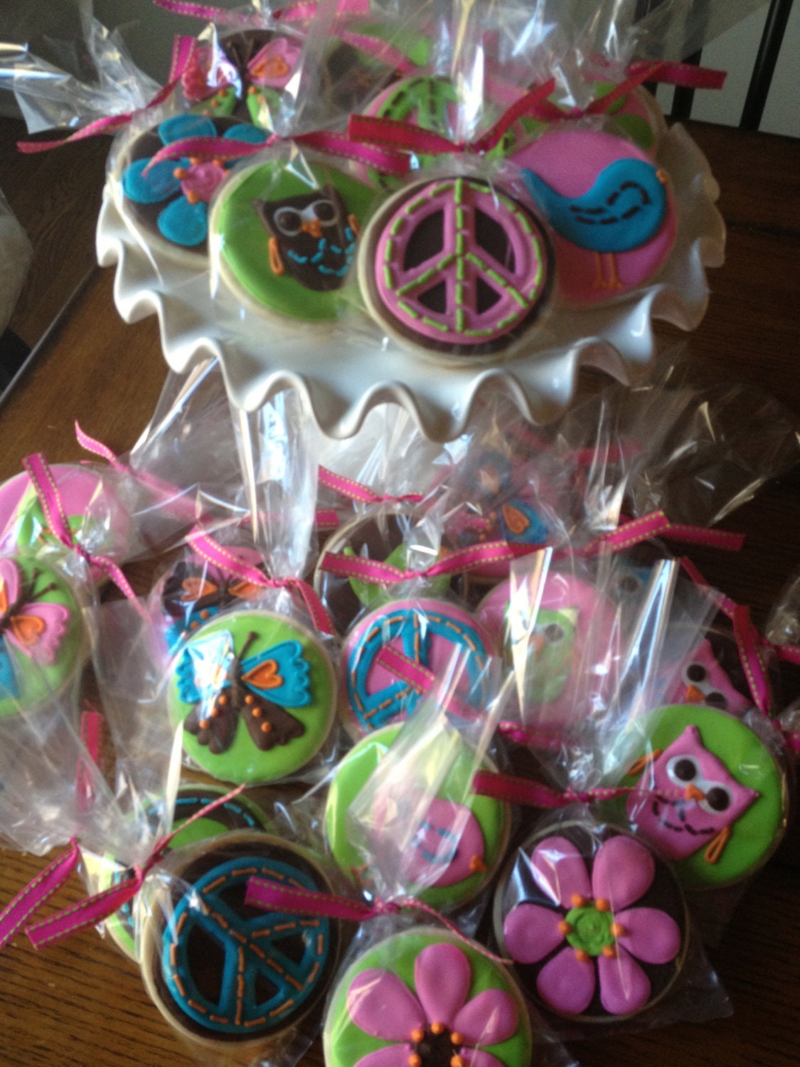 Hippie Chick Peace Birdie Butterfly Owl Birthday Sugar Cookie Collection