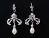 CRYSTAL Art Deco Bridal Earrings, Wedding Jewelry, Chandelier Bridal Earrings, Bridal Jewelry Frosted