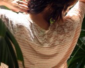 SALE - Laced oversized orange pin strip cream crop top casual summer spring