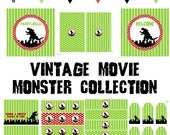 Vintage Movie Monster Printable Decorations for Birthday Party or Shower DIY Godzilla Inspired Decor by BeeAndDaisy - Instant Download Il_170x135