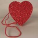 Vintage 80s Andrea Pfister Red Beaded Satin Heart Purse