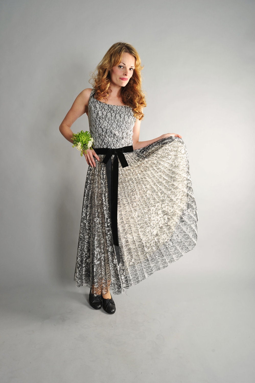 1950s designer cocktail party prom dress // 50s emma domb party dress size large