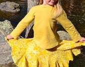 Twirly Skirt Golden Yellow Batik Size 6 to 10 Cotton Fabric