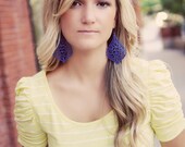The ROSA - COBALT Blue Filigree Tear Drop Painted Lightweight Earrings - Nautical Style-ANTHROPOLOGIE- Family Pictures, Stocking Stuffer