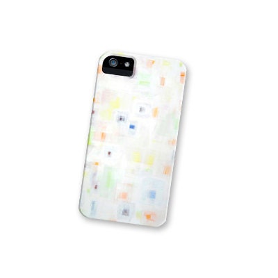 iPhone case - white abstract painting - cell phone hard case cover - geometric rainbow - colorful - spring - easter - pastel