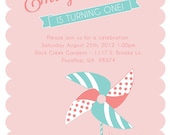 Custom Printable Pinwheel Party Birthday Invitation - (2) digital files