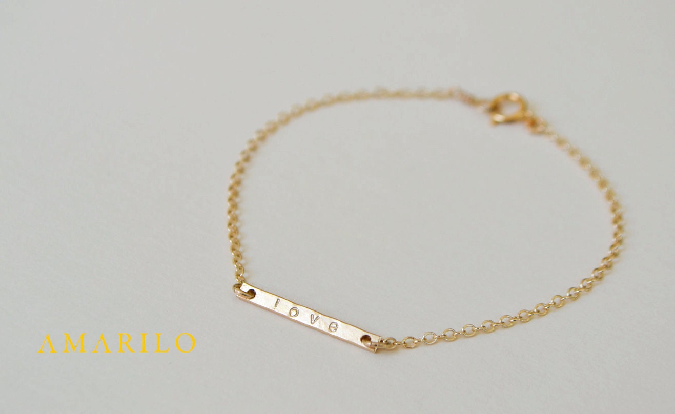 Modern Love Bar Bracelet in Gold Fill or Sterling silver