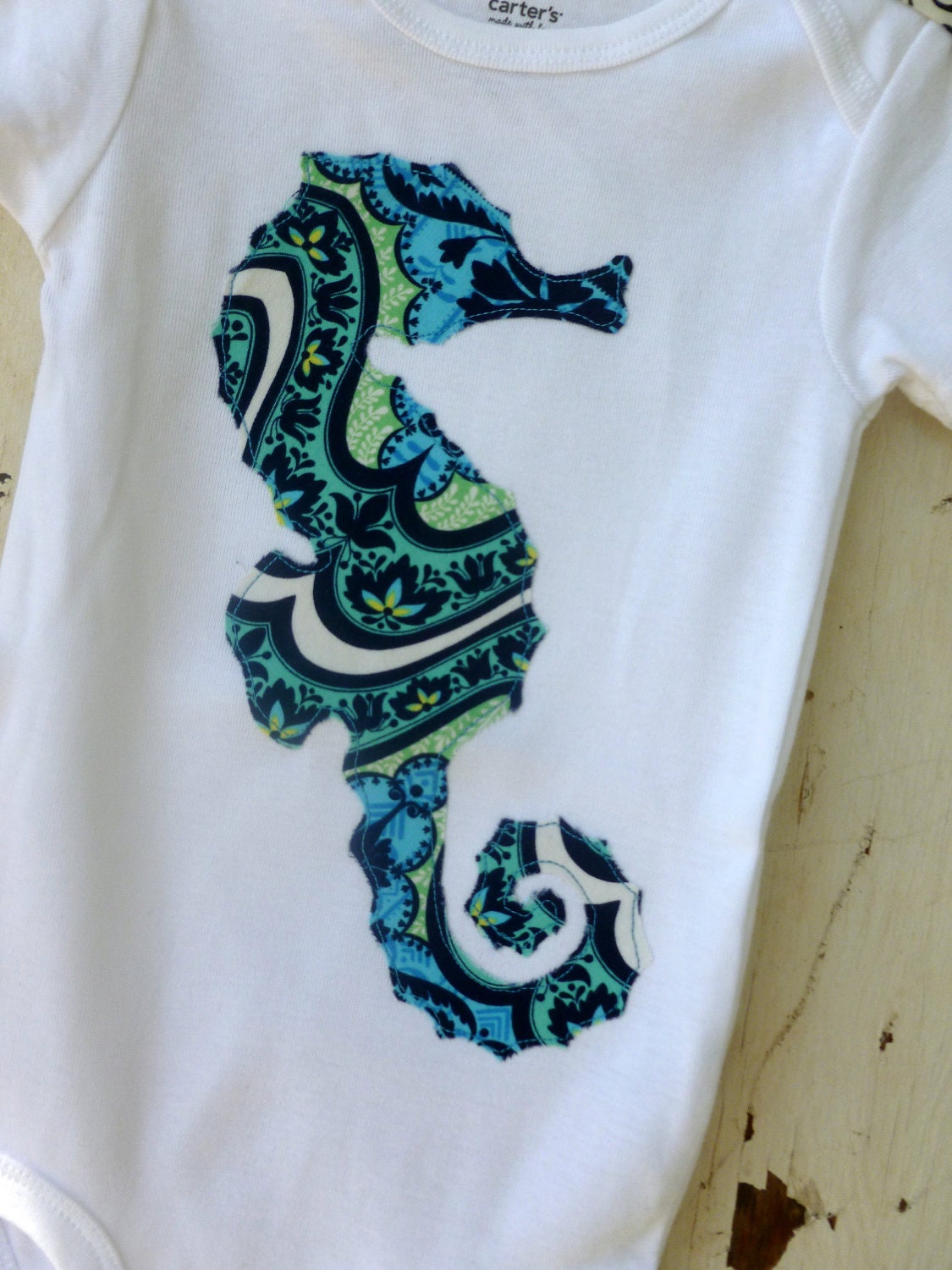 Baby Girl Onesie - Seahorse - Nautical