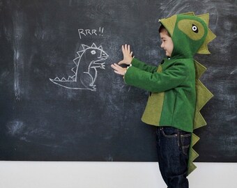 Kids Coat: Cheeky Green Dinosaur