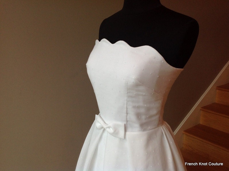 SWEET PEA Scalloped Neckline, Strapless Eyelet Dress