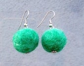 Green Felt Bead Earrings