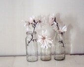 Three upcycled vintage fowlers bottles, No 20 and NO. 27.Nice COLLECTION/ wedding vase/ flowers