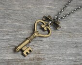 Skeleton Key Necklace, Key Necklace, Bow Necklace, Steampunk Necklace, Skeleton Key Jewelry, Neo Victorian, Victorian, Victorian Gothic,