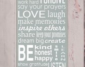 Family Rules 4 Subway Art Typography Word Art Sign - Your Choice of Color