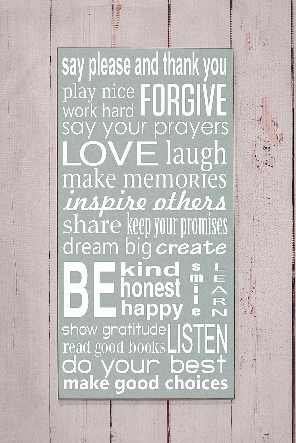 Family Rules 4 Subway Art Typography Word Art Sign - Your Choice of Color