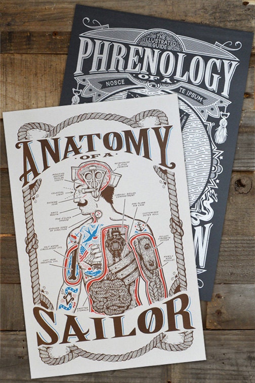 NEW - 2 Poster Combo (Pick Any 2: Sailor/Phrenology/Bermuda/Cryptozoology)