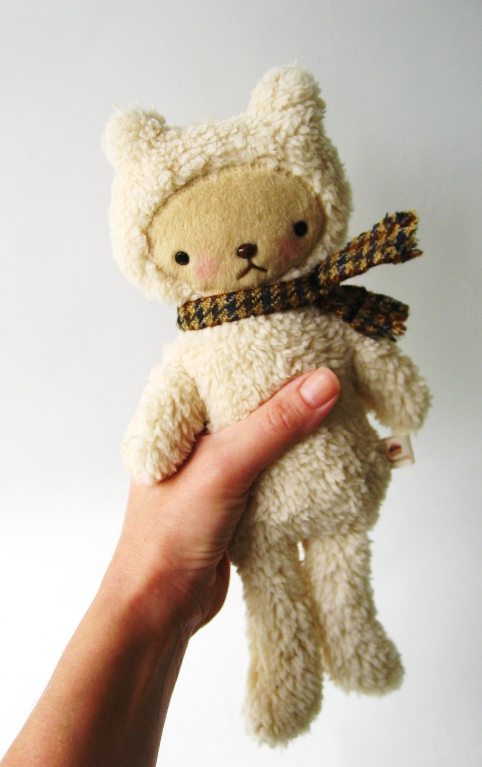 Teddy Bear Plushie Kawaii Style Creamy Cuddle Sherpa Fur Bear Small JACK