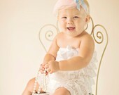 Pink and Baby Blue Vintage Glam Feather Headband with Rhinestone Accent