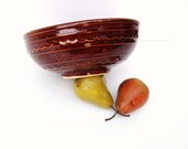 Marcrest Stoneware Daisy Dot Salad Server - Brown Glazed Pottery, Urban Farmhouse Chic - Rustic Wedding Centerpiece