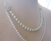 Bridesmaid Pearl Necklace with Crystals rhinestones flowers White wedding jewelry necklace victorian/Vintage style