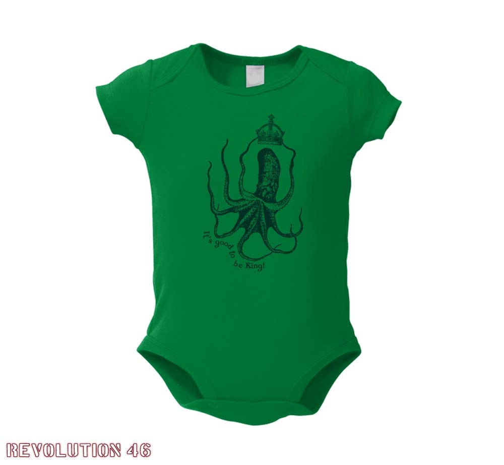 King Octopus Onesie - "It's good be King" (BBT 1320 Black Ink)
