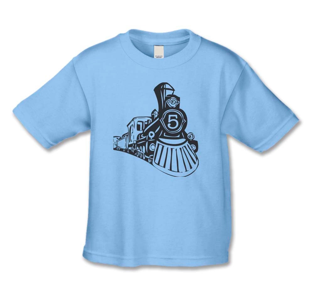 5th Birthday Shirt - Vintage Train Birthday T-Shirt ( Train 5  1115 BLACK INK )