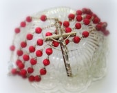 Vintage Wood Bead Rosary with Rose Petal Scent