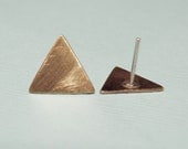 BRASS Triangles Studs - Geometric Minimal Design - Brass or Copper option - Sterling Silver Posts  - Handcrafted  Earrings